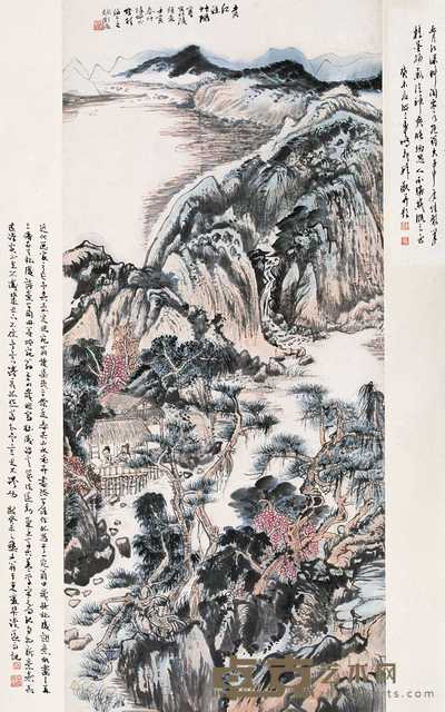 陆俨少 1962年作 五月江深草阁寒 立轴 95.5×42.5cm